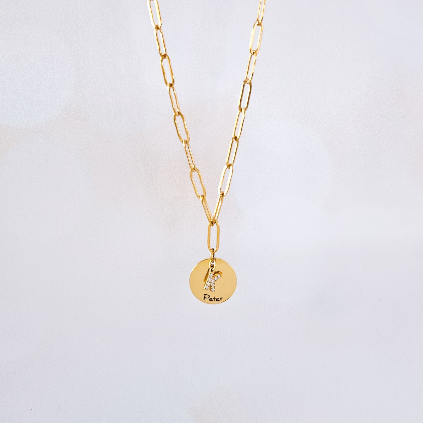 Gold Engraved Letter Necklace