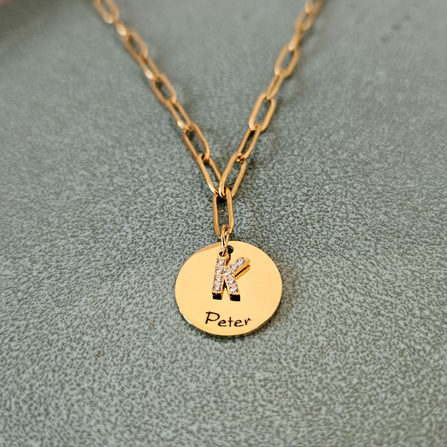 Gold Engraved Letter Necklace