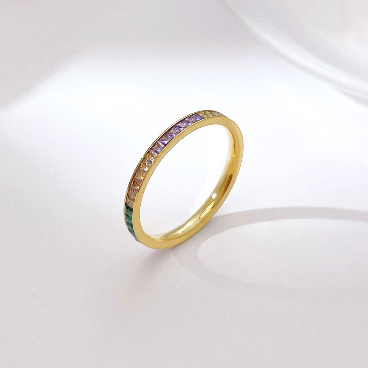 Gold Rainbow Channel Set Eternity Ring