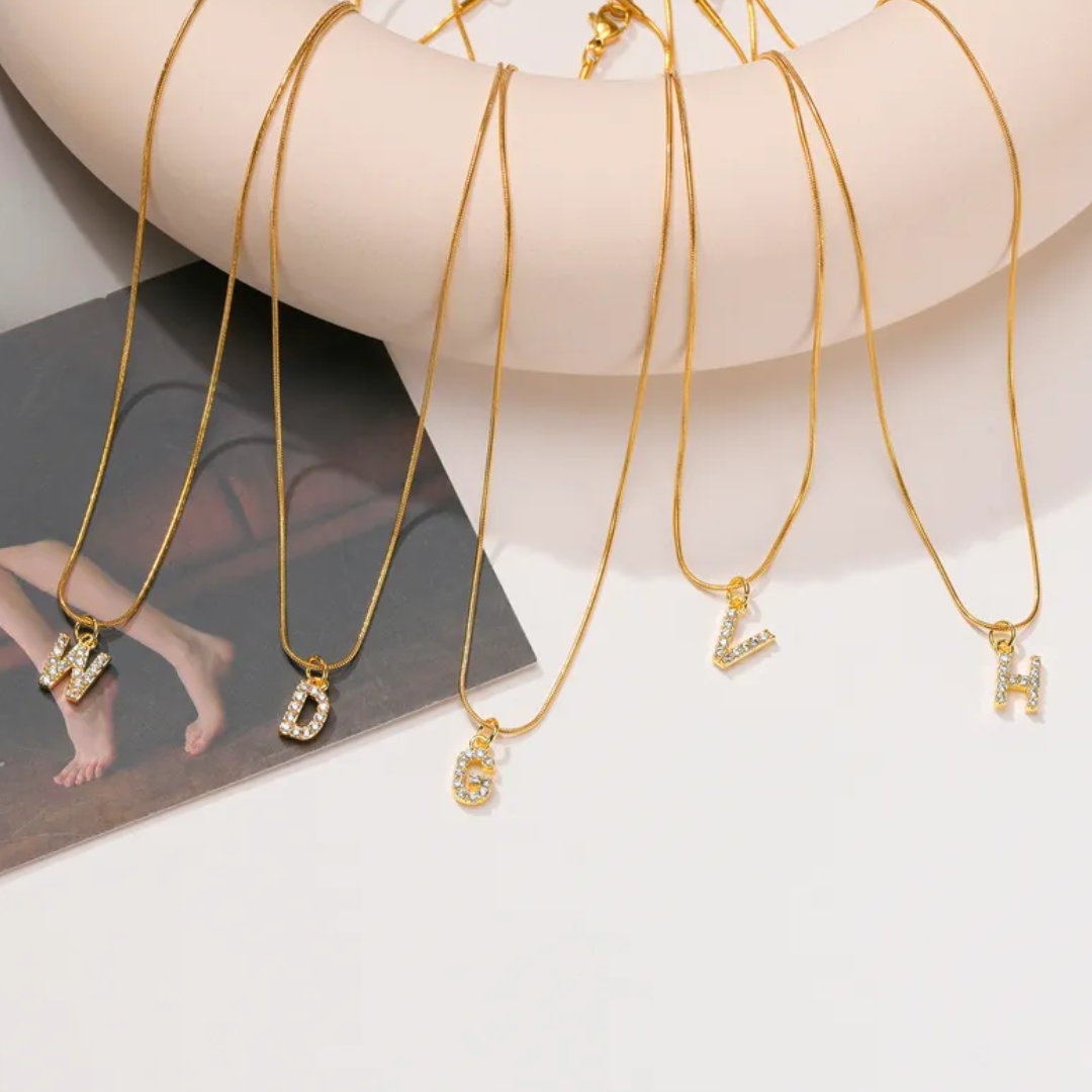 Gold Sparkly Letter Necklace
