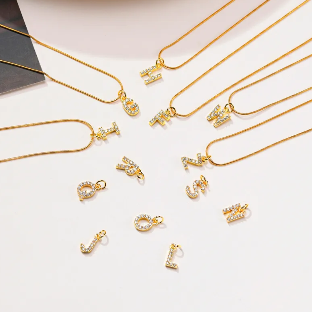 Gold Sparkly Letter Necklace
