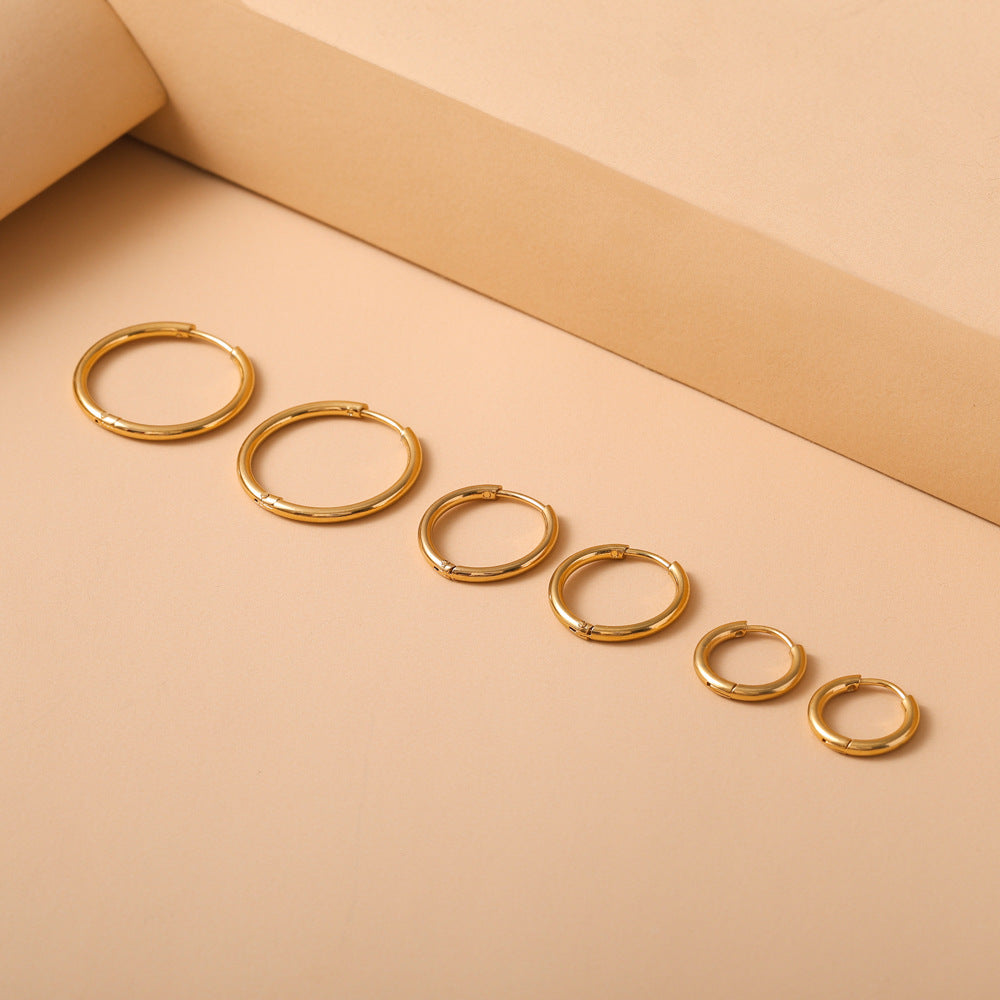 Waterproof Golden Hoop Earring Set