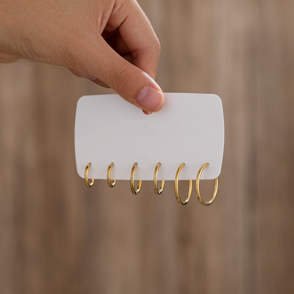 Waterproof Golden Hoop Earring Set