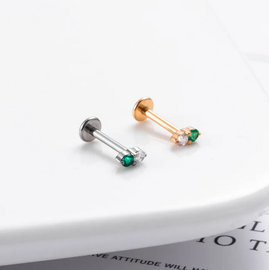 Green Gem | G23 Titanium Flat Back Stud