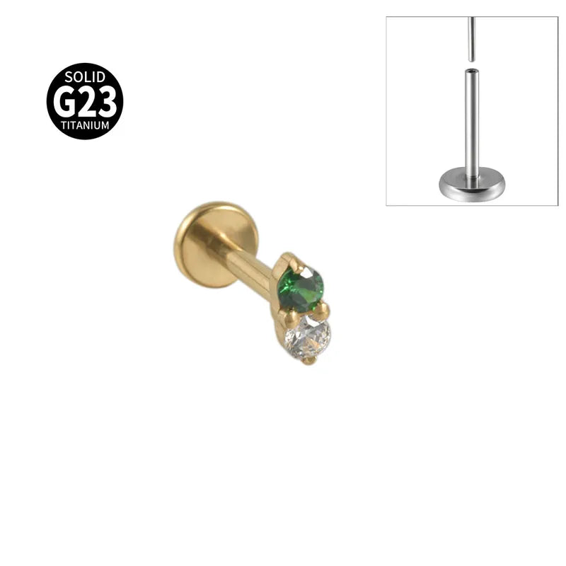 Green Gem | Threadless Flat Back Stud (1pc single)