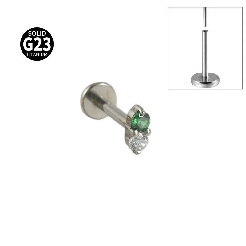Green Gem | Threadless Flat Back Stud (1pc single)
