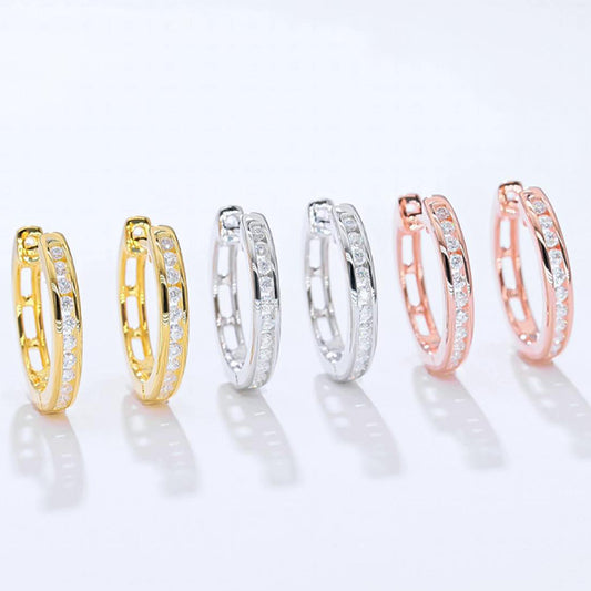 Moissanite Micropavé Hoops in Sterling Silver