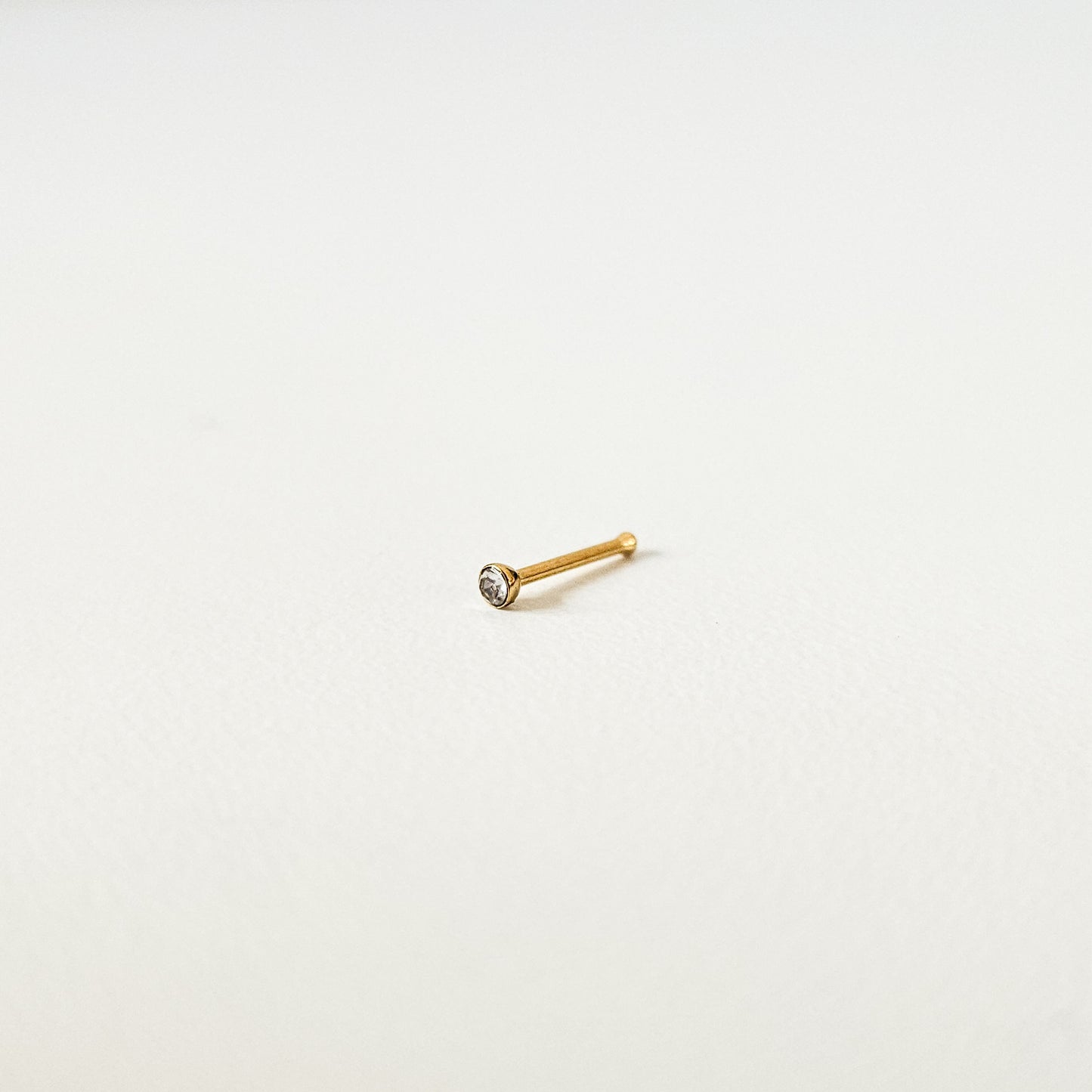 Tiny Diamante Bezel | Straight Nose Stud (1pc single)