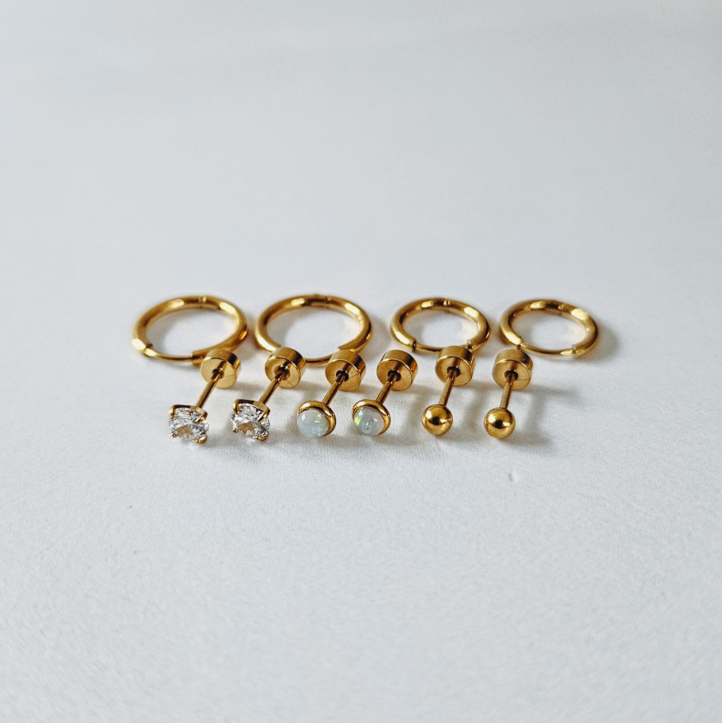 Waterproof Gold Opal Earring Set