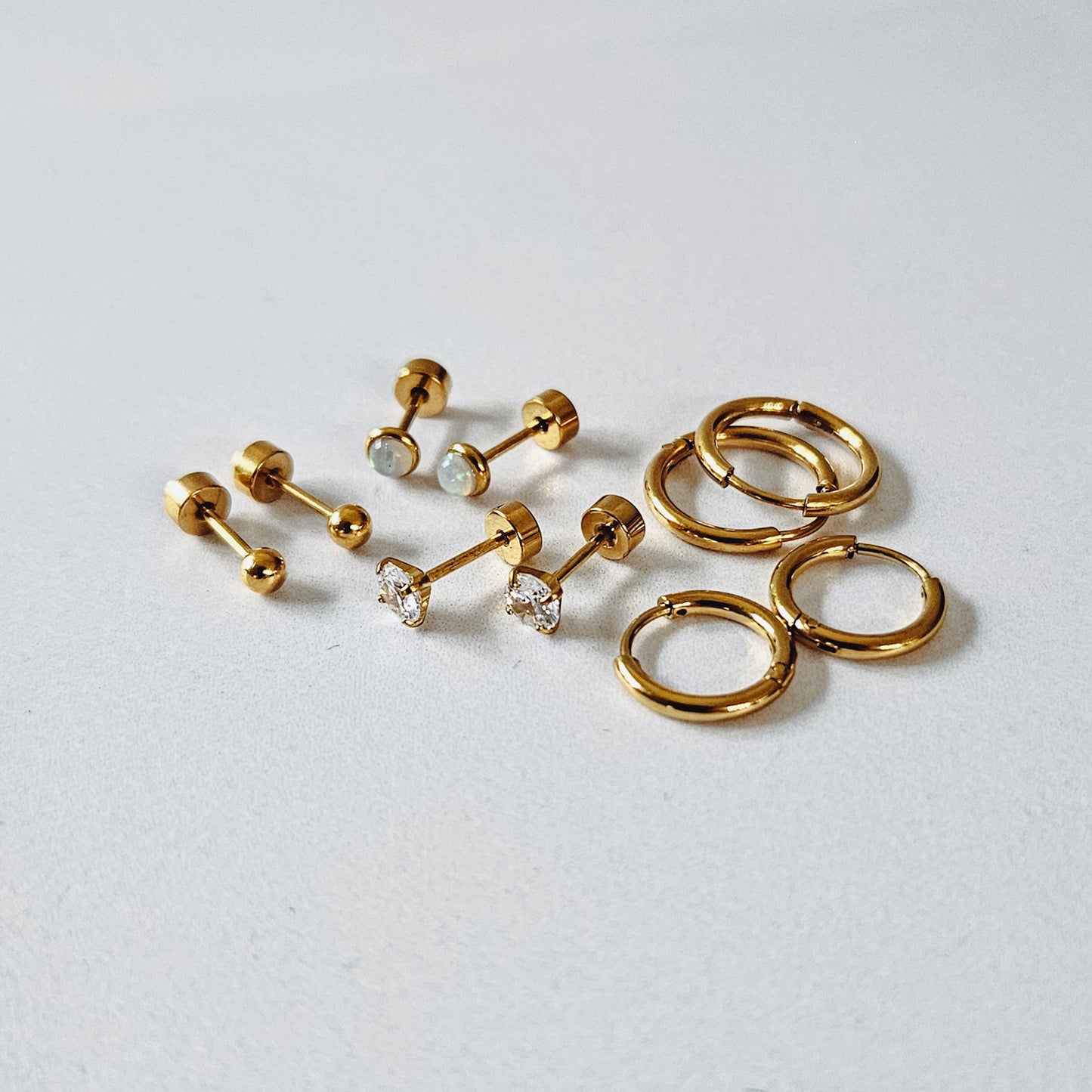 Waterproof Gold Opal Earring Set