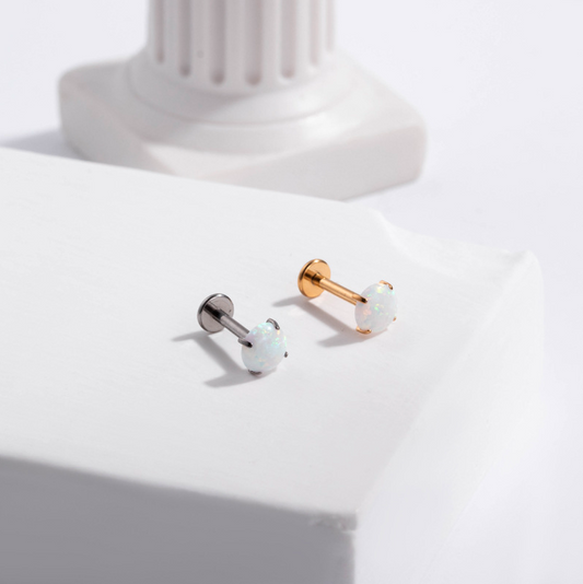 5mm Opal | Stainless Steel Threadless Flat Back Stud
