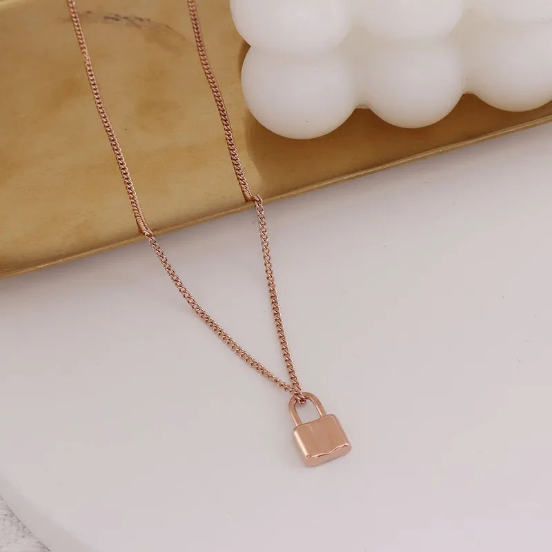 Rose Gold Lock Necklace