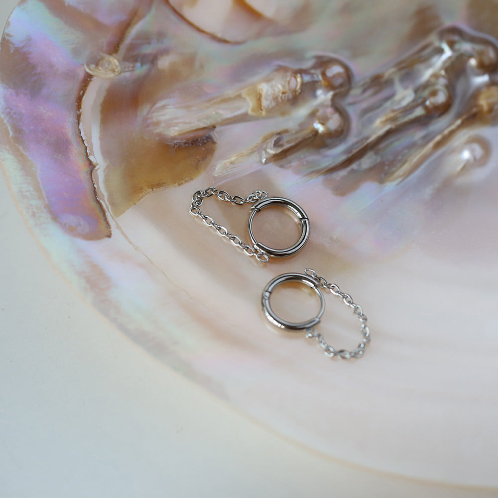 Silver Chain Huggies
