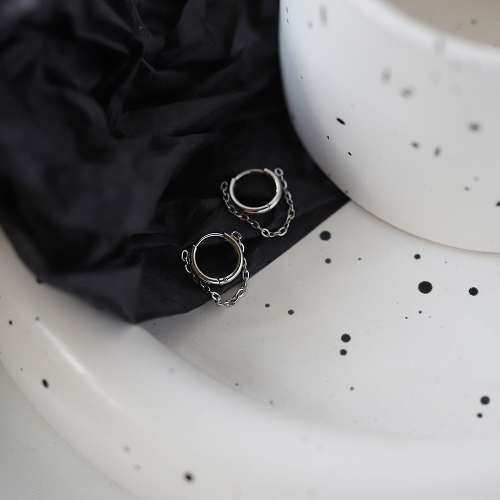 Silver Chain Huggies