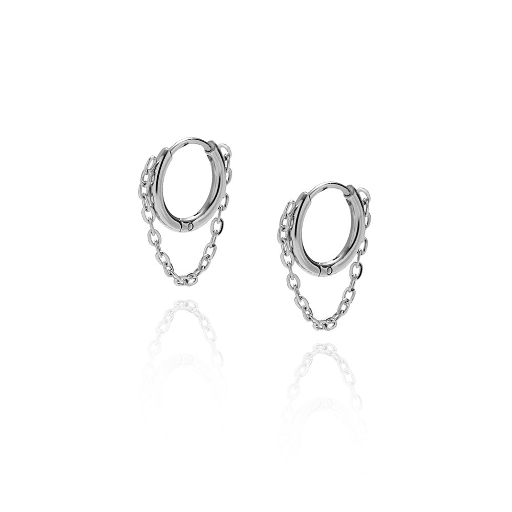 Silver Chain Huggies