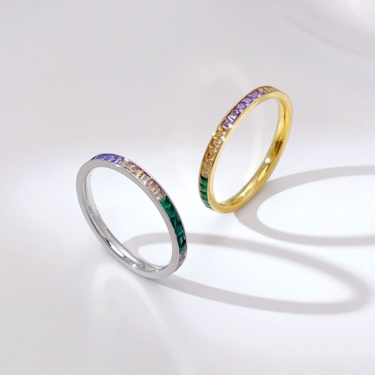 Silver Rainbow Channel Set Eternity Ring