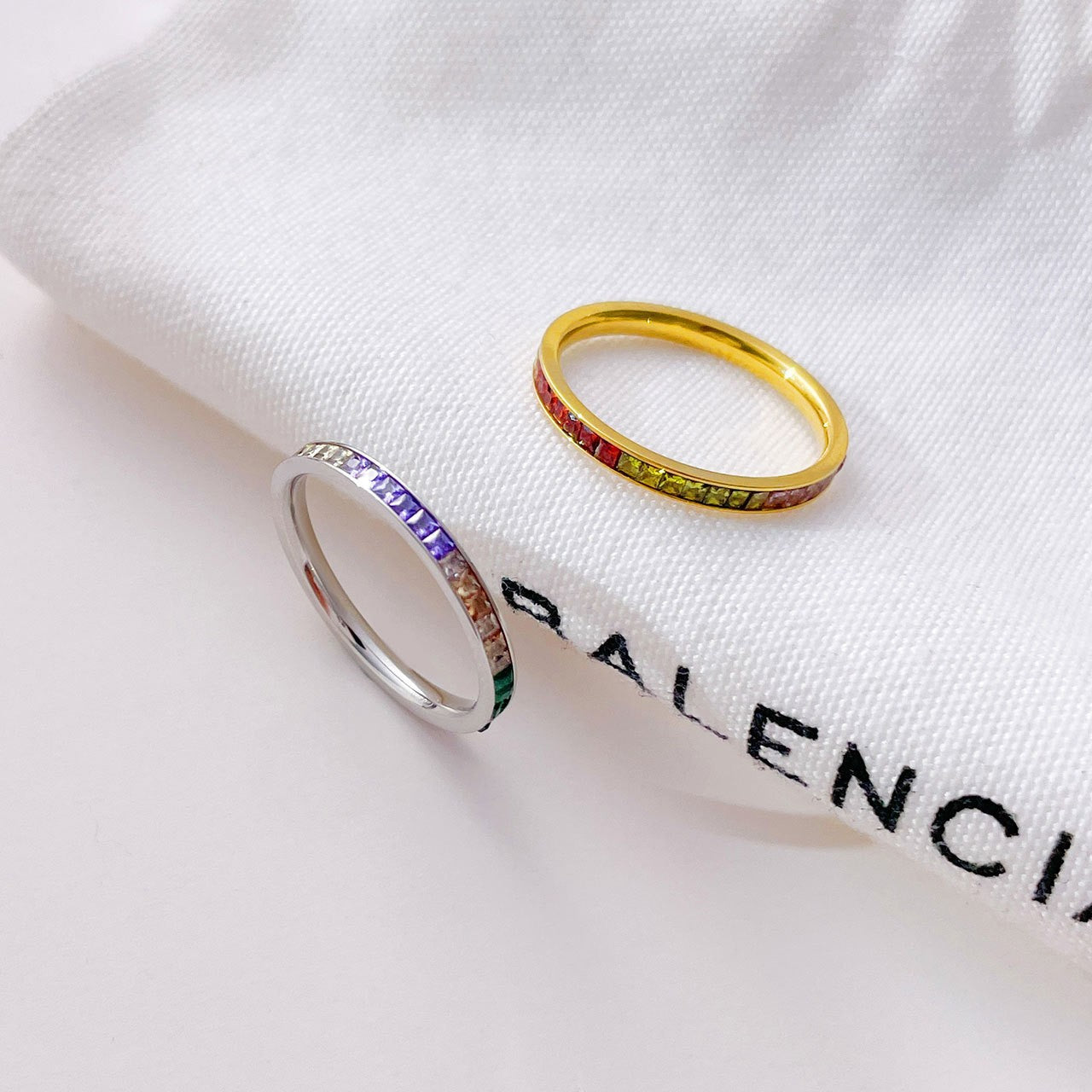 Silver Rainbow Channel Set Eternity Ring