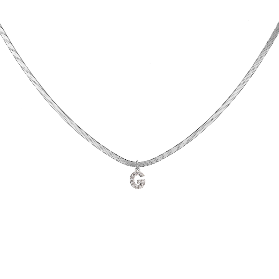 Silver Sparkly Letter Necklace