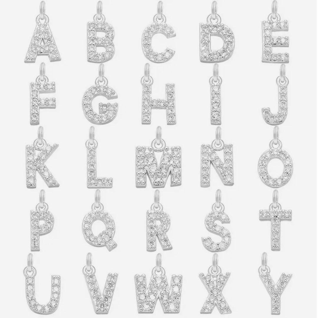 Silver Sparkly Letter Necklace