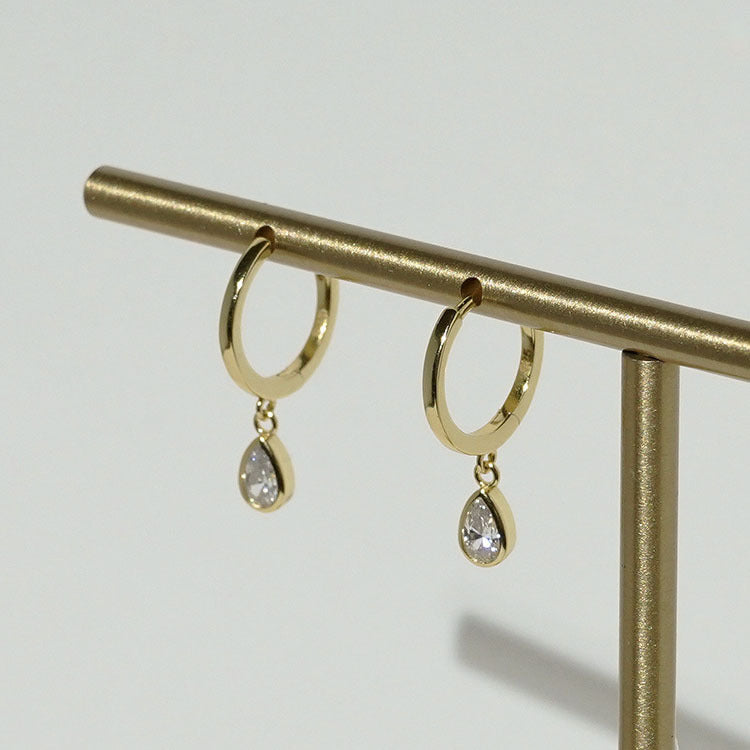 Teardrop Huggies in Sterling Silver