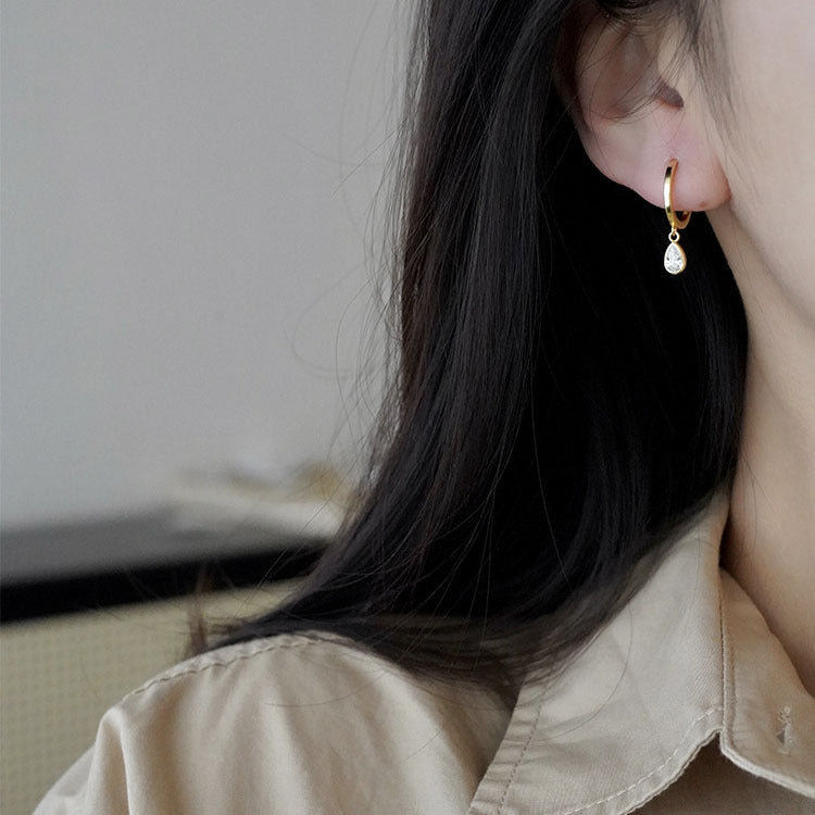 Teardrop Huggies in Sterling Silver