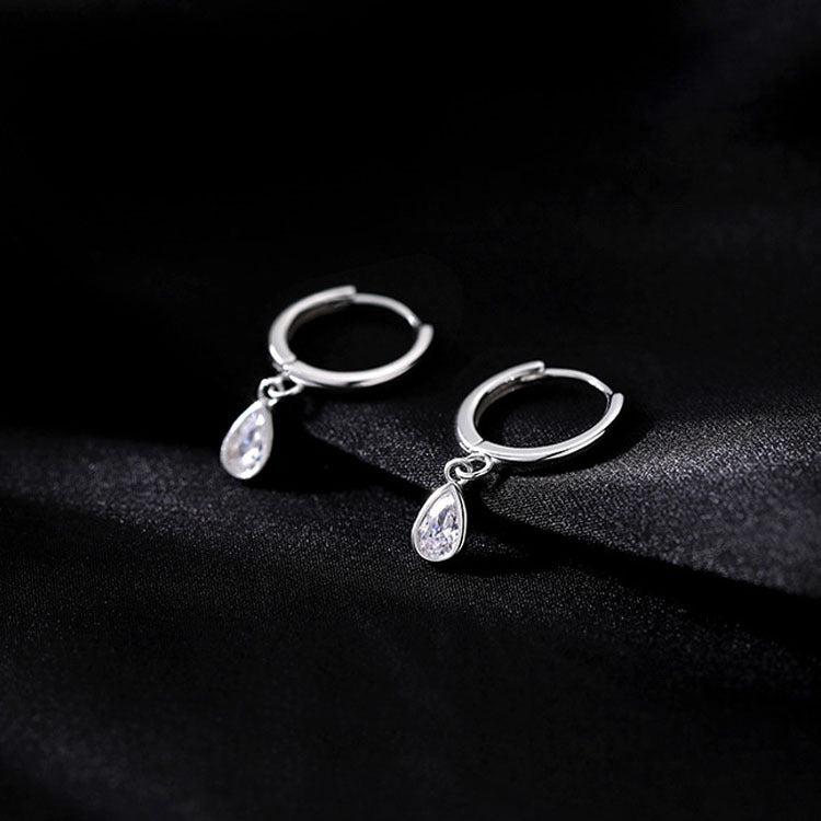 Teardrop Huggies in Sterling Silver