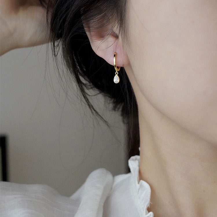 Teardrop Huggies in Sterling Silver