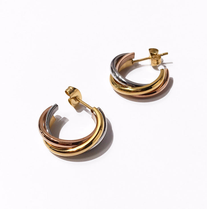 Tricolour Twisted Hoops