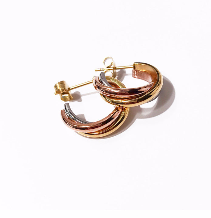 Tricolour Twisted Hoops