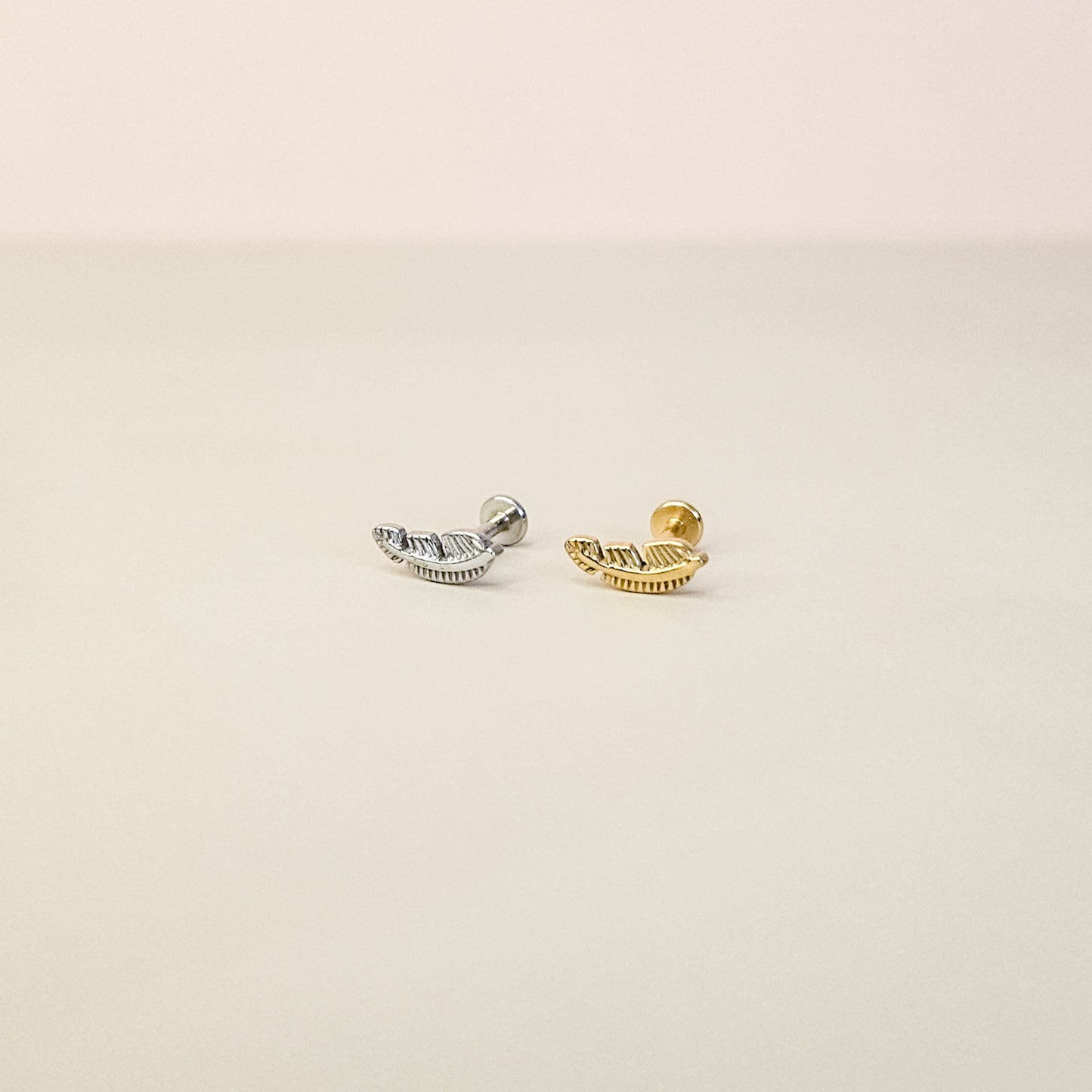 Feather Gold | Stainless Steel Flat Back Stud