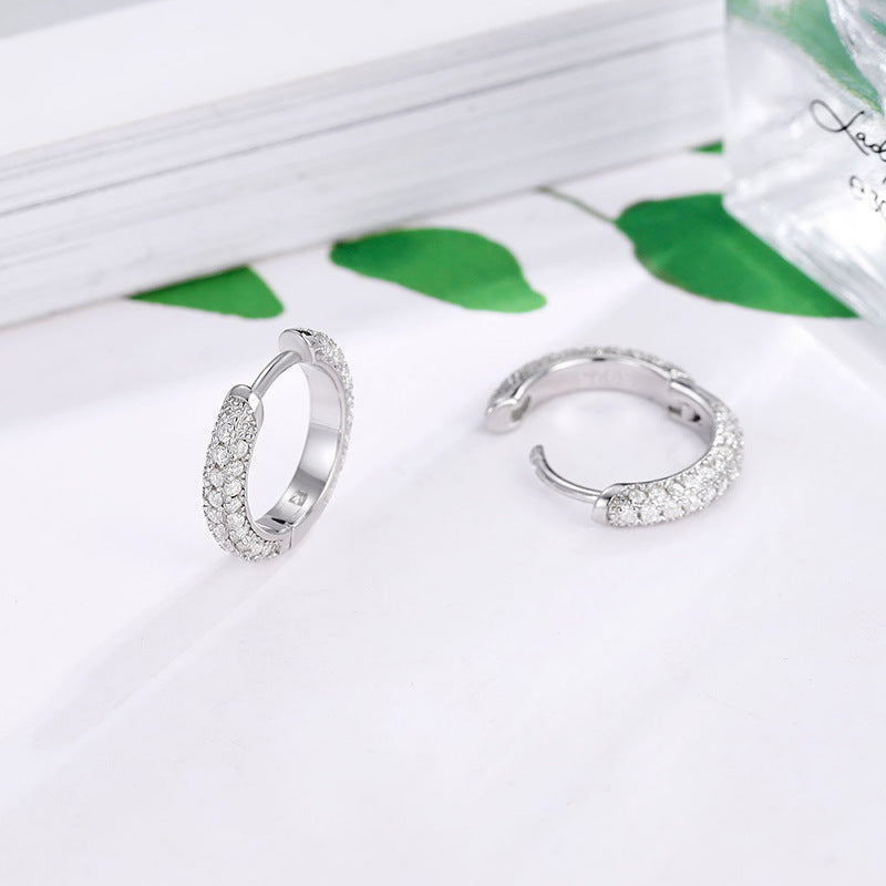 Moissanite Shimmer Hoops in Sterling Silver