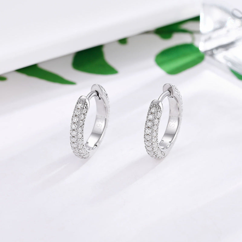 Moissanite Shimmer Hoops in Sterling Silver