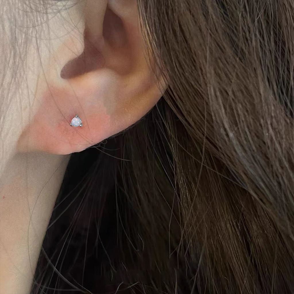 Opal Mini Studs in Sterling Silver