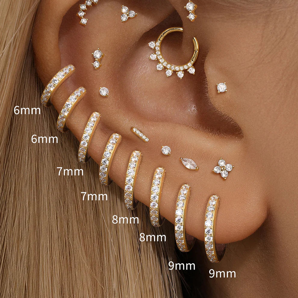 Pave CZ Hybrid Huggie Flatback Stud in Sterling Silver (1pc single)