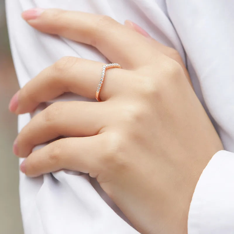 Rose Gold V Half Eternity Ring