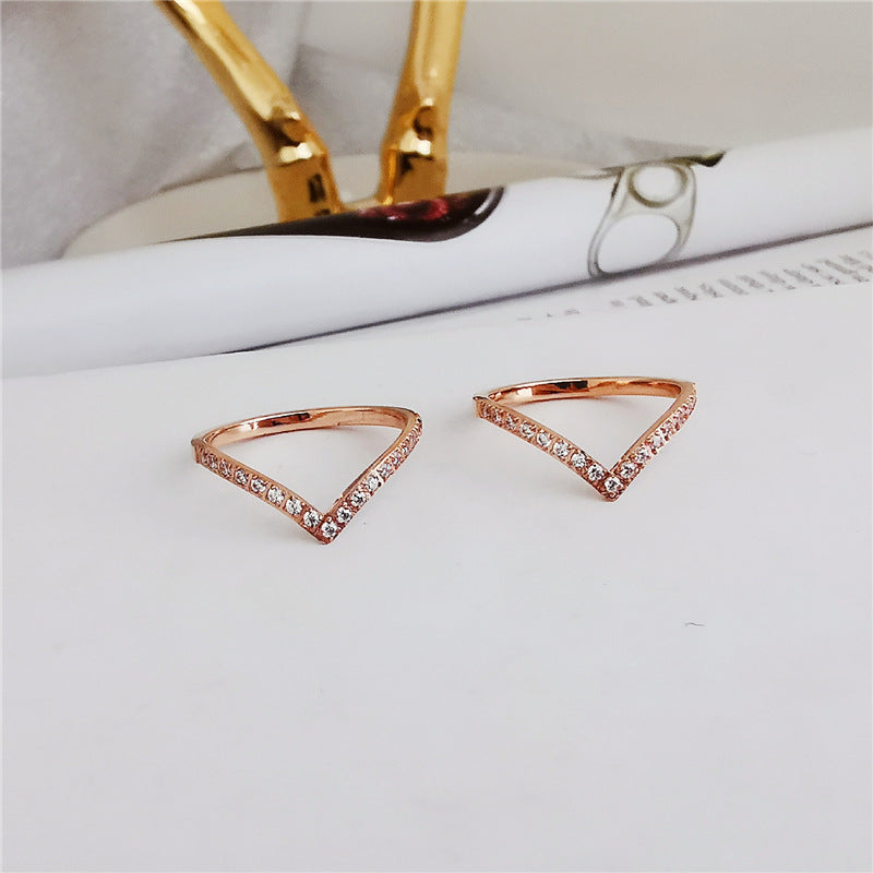 Rose Gold V Half Eternity Ring