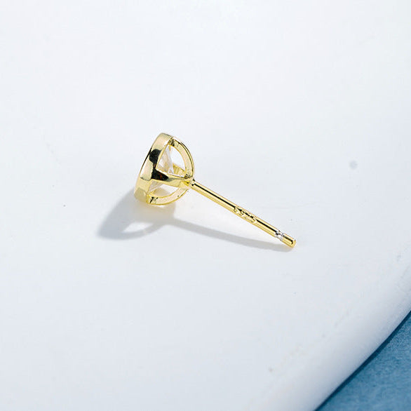 Round Bezel CZ Studs in Sterling Silver