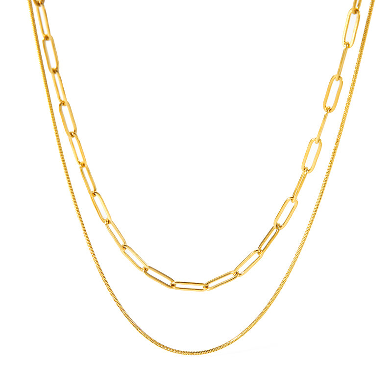 Snake and Paperclip Duo Necklace