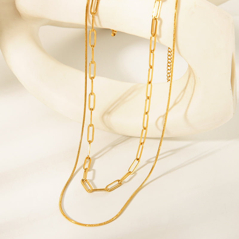 Snake and Paperclip Duo Necklace