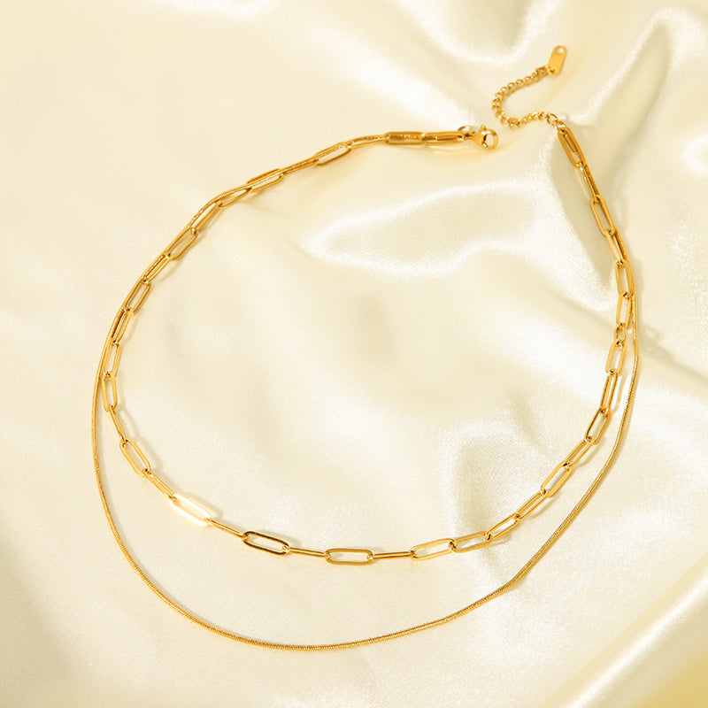 Snake and Paperclip Duo Necklace