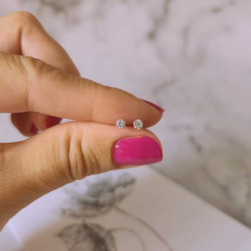 3mm Moissanite Studs in Sterling Silver