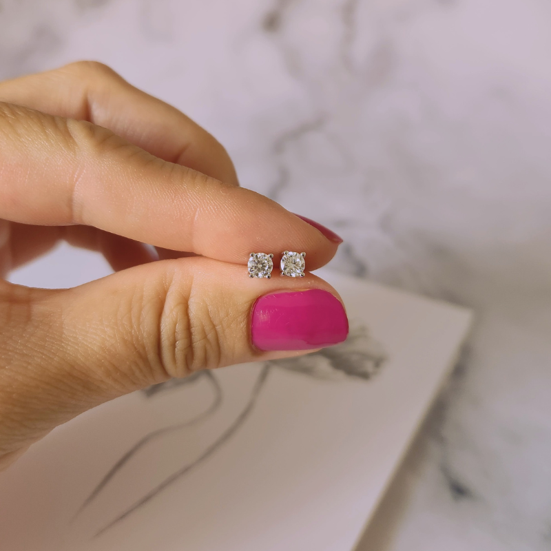 4mm Moissanite Studs in Sterling Silver