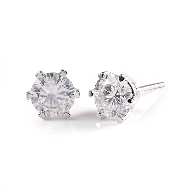 6.5mm Six Prong Moissanite Studs