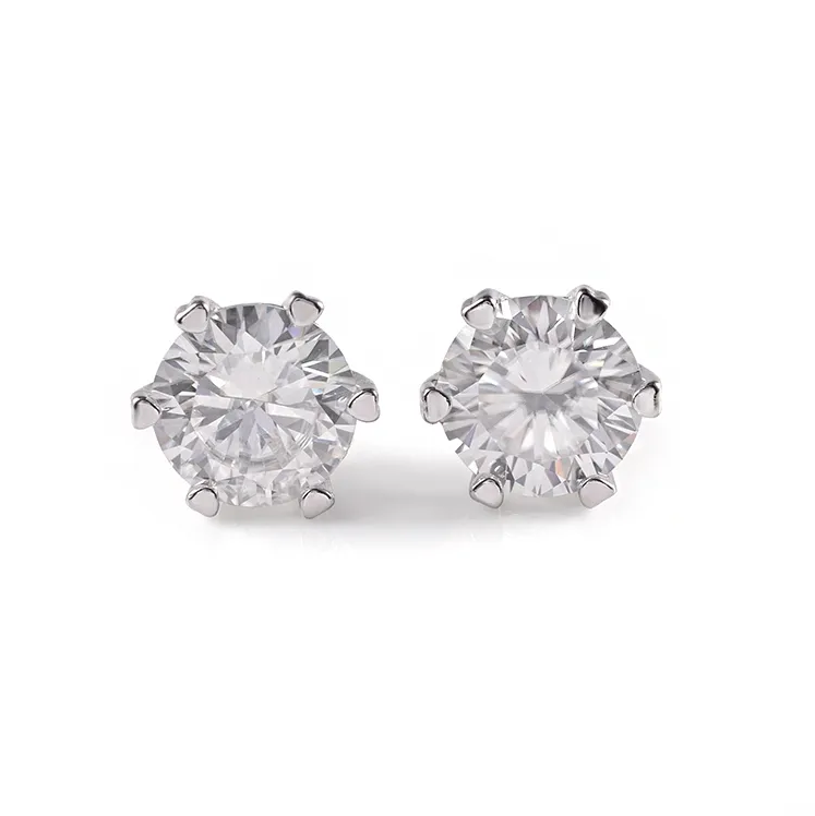 6.5mm Six Prong Moissanite Studs