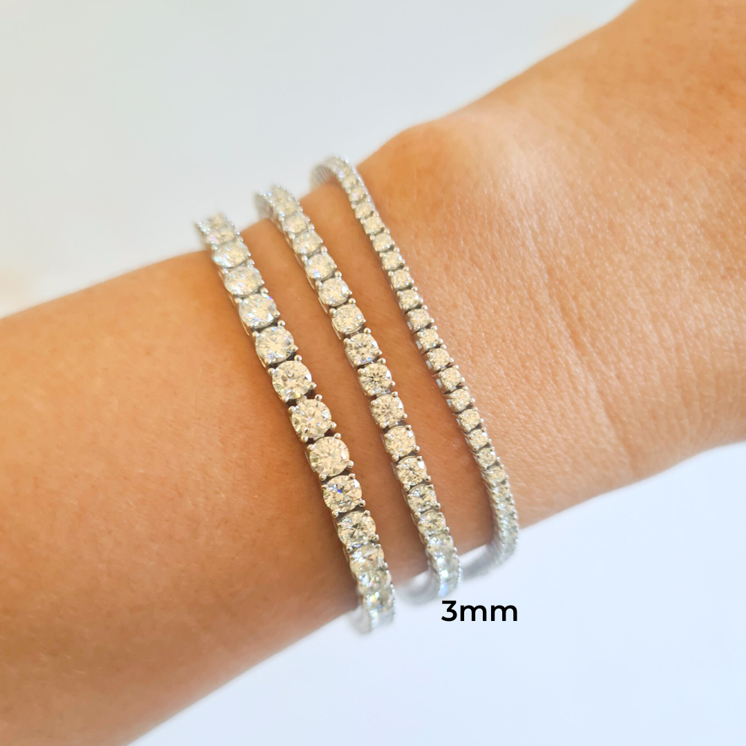 3mm Moissanite Tennis Bracelet in Sterling Silver