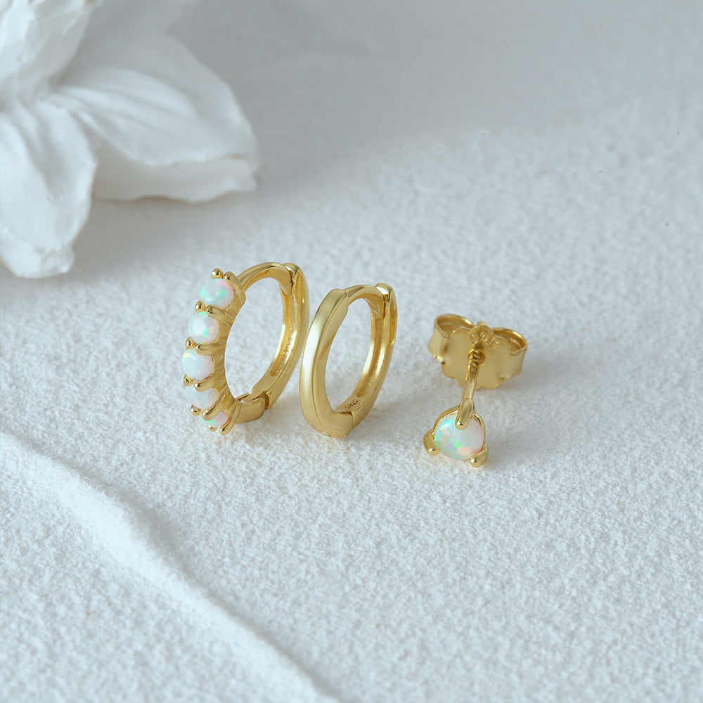 Opal Sterling Silver Earring Set