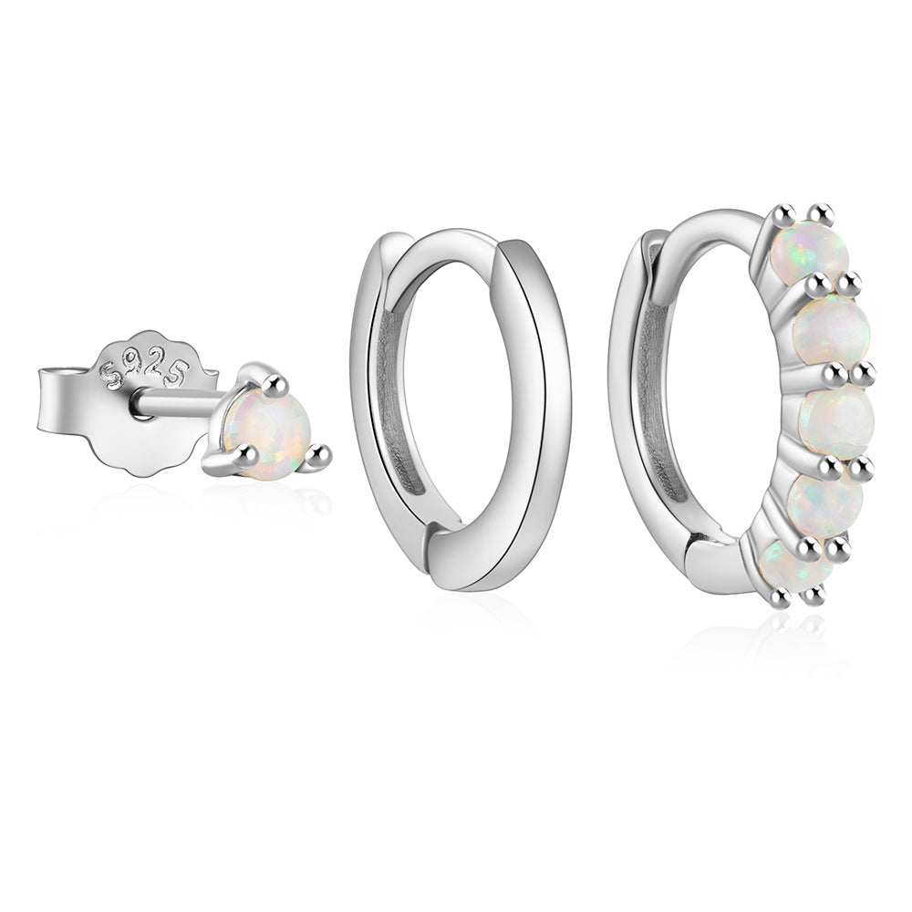 Opal Sterling Silver Earring Set