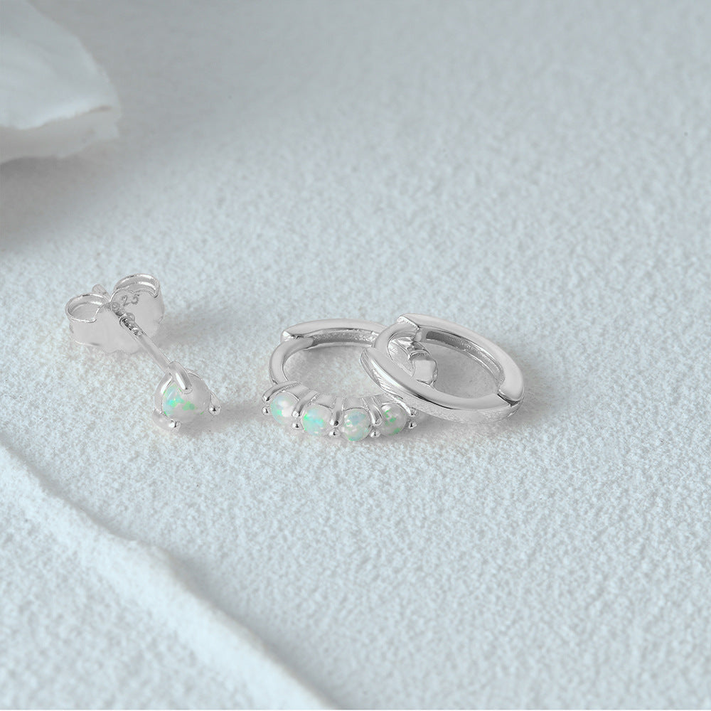 Opal Sterling Silver Earring Set