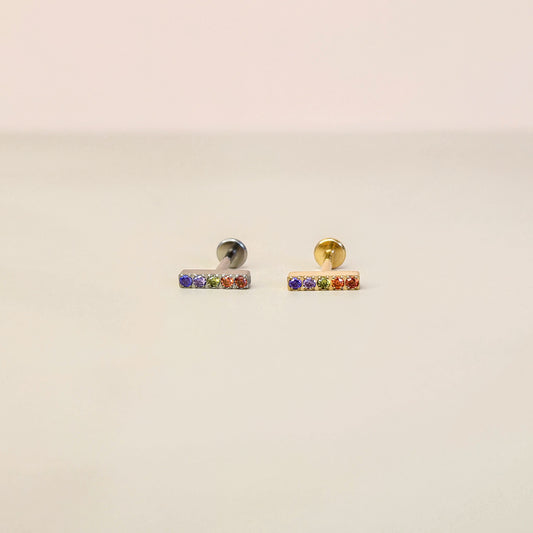Rainbow Bar | G23 Titanium Flat Back Stud