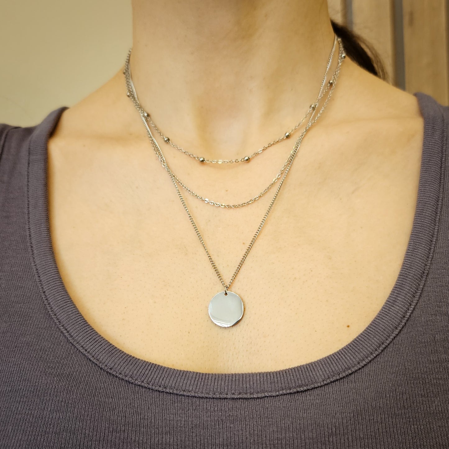 Trio Engraved Necklace